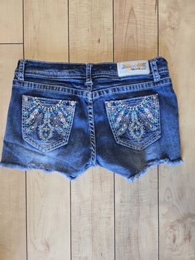 Grace Blue Embellished Denim Shorts
